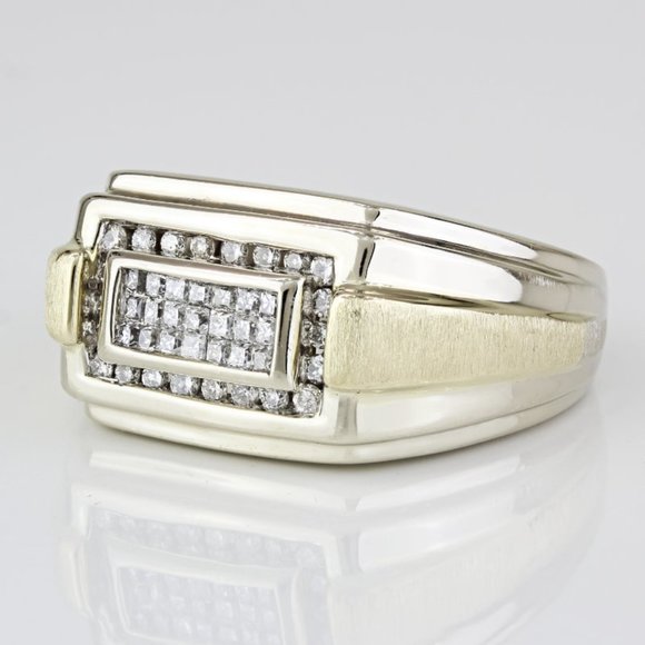 Vintage 14k Two-Tone Yellow & White Gold Princess and Round Diamond Ring